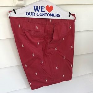 Salmon Polo Shorts with white Polo Logo 42